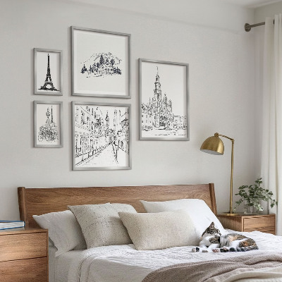 Väggdekoration tavelset Snygga arkitektoniska illustrationer