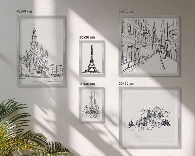 Väggdekoration tavelset Snygga arkitektoniska illustrationer