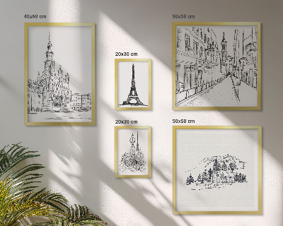 Väggdekoration tavelset Snygga arkitektoniska illustrationer