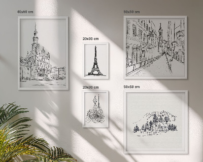 Väggdekoration tavelset Snygga arkitektoniska illustrationer