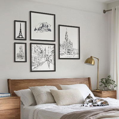 Väggdekoration tavelset Snygga arkitektoniska illustrationer