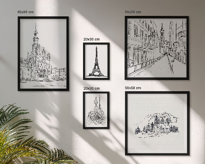Väggdekoration tavelset Snygga arkitektoniska illustrationer