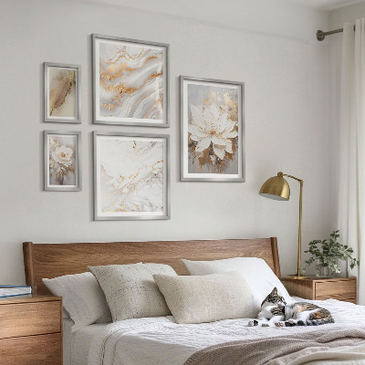 Tavelvägg med 5 tavlor Eleganta blomkompositioner