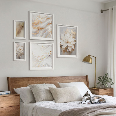 Tavelvägg med 5 tavlor Eleganta blomkompositioner