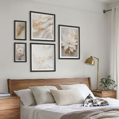 Tavelvägg med 5 tavlor Eleganta blomkompositioner