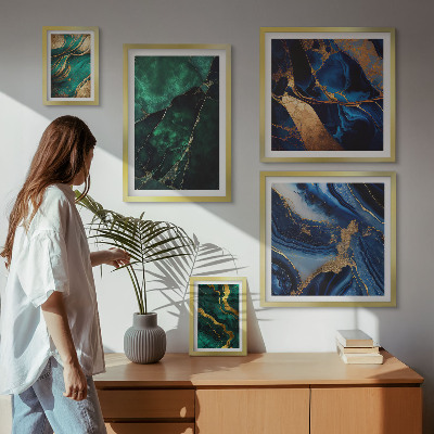 Väggdekoration tavelset Eleganta abstraktioner med grönska