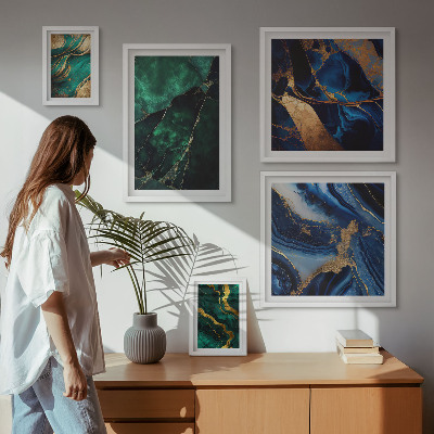 Väggdekoration tavelset Eleganta abstraktioner med grönska