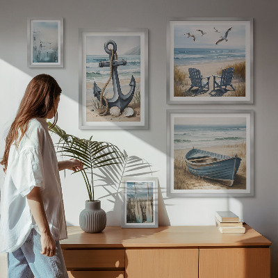 Tavelvägg med 5 tavlor Inspirationer till havsstil, havsstrand