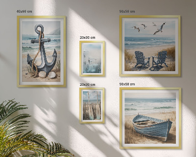 Tavelvägg med 5 tavlor Inspirationer till havsstil, havsstrand