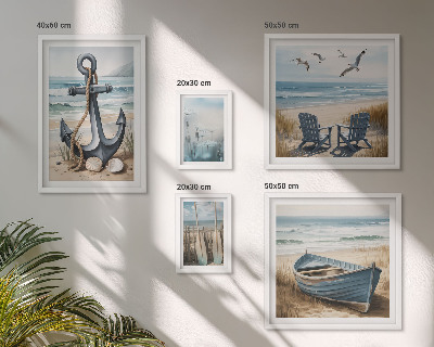 Tavelvägg med 5 tavlor Inspirationer till havsstil, havsstrand