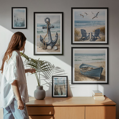 Tavelvägg med 5 tavlor Inspirationer till havsstil, havsstrand