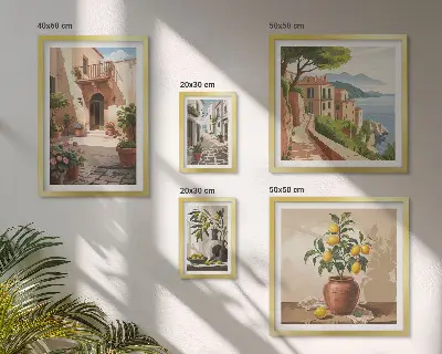 Gator blommor Medelhavsstil set om 5 tavlor