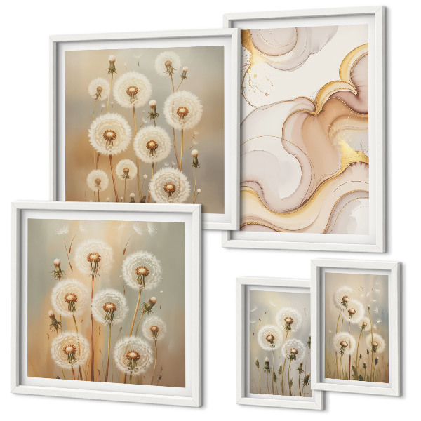 Väggdekoration tavelset Blommotiv av delikat natur