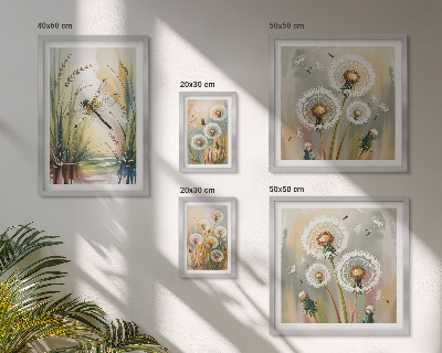 Tavelvägg med 5 tavlor Blommiga trollsländor i naturstil