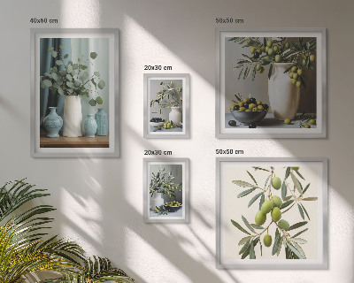 Set om 5 tavlor Gröna oliver blommor i skandinavisk stil