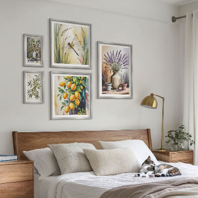 Väggdekoration tavelset Blommiga citronoliver Rustik