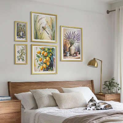 Väggdekoration tavelset Blommiga citronoliver Rustik