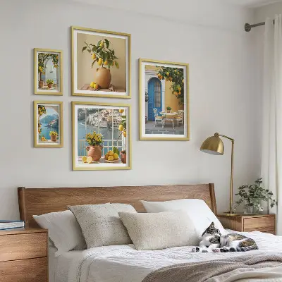 Väggdekoration tavelset med motiv av citronsol