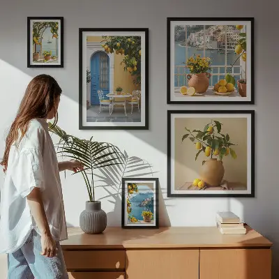 Väggdekoration tavelset med motiv av citronsol