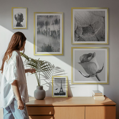 Väggdekoration tavelset Svartvit naturstad