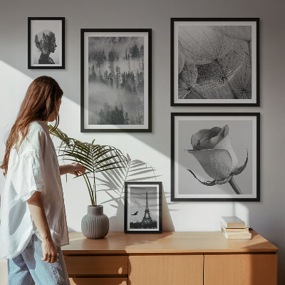 Väggdekoration tavelset Svartvit naturstad