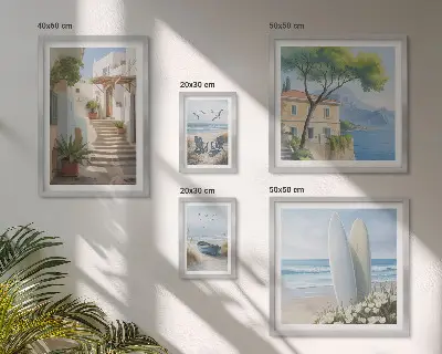 Snygg utsikt över havet set med 5 tavlor