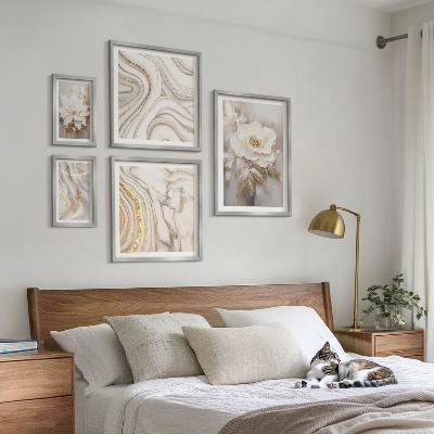 Set om 5 tavlor Abstrakta blommotiv, elegans
