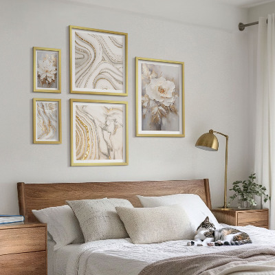 Set om 5 tavlor Abstrakta blommotiv, elegans