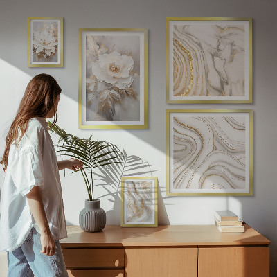 Set om 5 tavlor Abstrakta blommotiv, elegans
