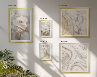 Abstrakta blommotiv set med 5 tavlor i elegant stil