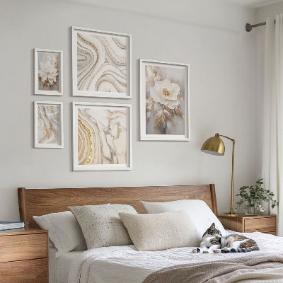 Set om 5 tavlor Abstrakta blommotiv, elegans