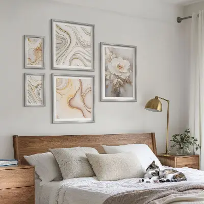Tavelset med väggdekoration abstrakt blommotiv i elegant stil