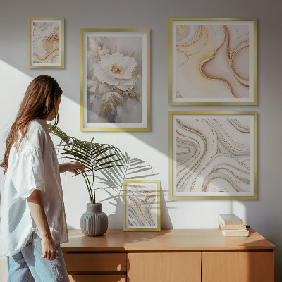 Väggdekoration tavelset Blommotiv abstrakt elegans