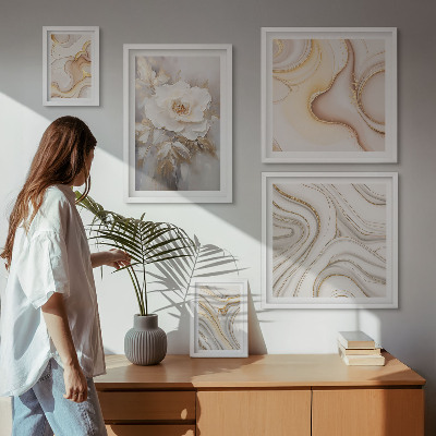 Väggdekoration tavelset Blommotiv abstrakt elegans