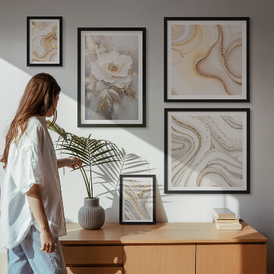 Väggdekoration tavelset Blommotiv abstrakt elegans