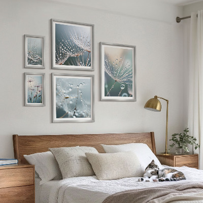 Set om 5 tavlor Daggdroppar minimalistiska växter