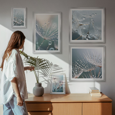 Set om 5 tavlor Daggdroppar minimalistiska växter