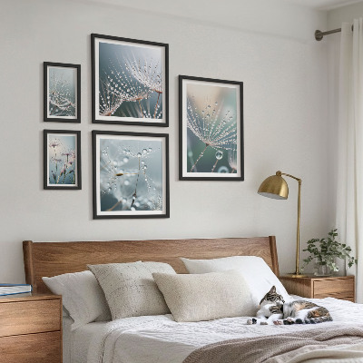 Set om 5 tavlor Daggdroppar minimalistiska växter