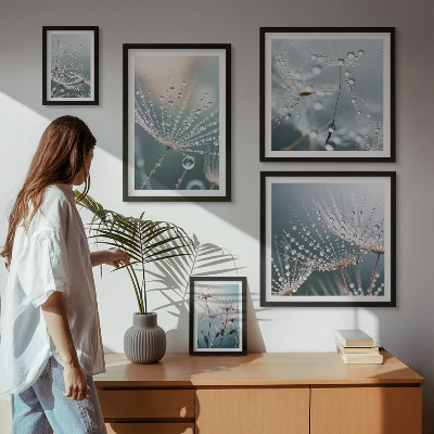 Set om 5 tavlor Daggdroppar minimalistiska växter