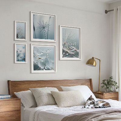 Väggdekoration tavelset Vattendroppar på växter