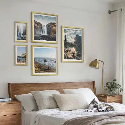 Tavelset med 5 delar landskap med vattenfall och stränder