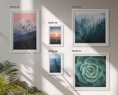 Tavelvägg med 5 tavlor Landskap berg hav boho