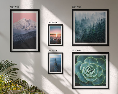 Tavelvägg med 5 tavlor Landskap berg hav boho