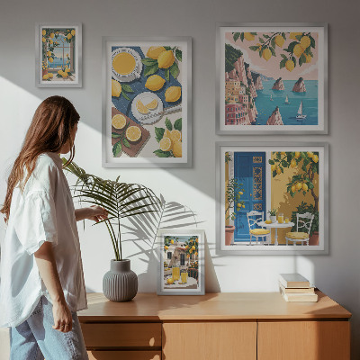 Väggdekoration tavelset Citronfriskhet boho sommar
