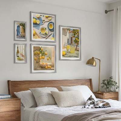 Set om 5 tavlor Rustika citroner till köket