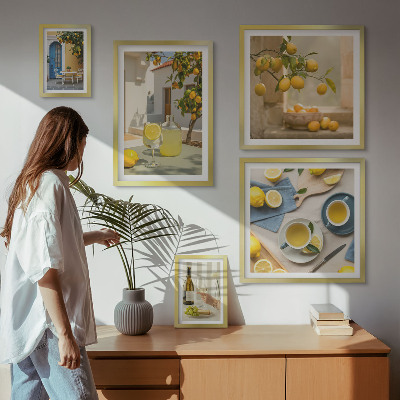 Set om 5 tavlor Rustika citroner till köket