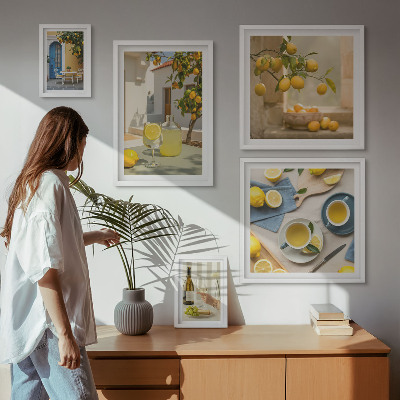 Set om 5 tavlor Rustika citroner till köket