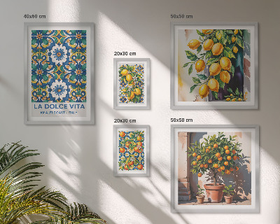Tavelvägg med 5 tavlor Italienska citrusdekorationer i Amalfi-stil