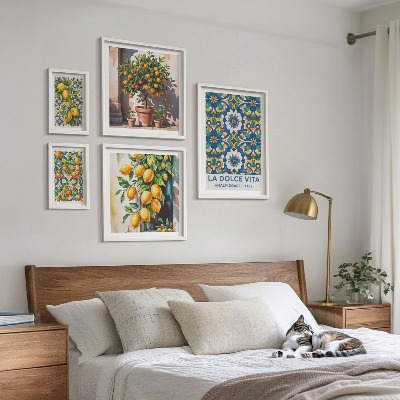 Tavelvägg med 5 tavlor Italienska citrusdekorationer i Amalfi-stil