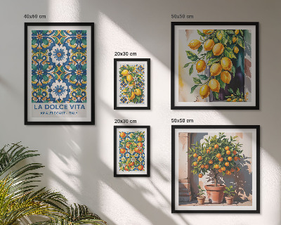 Tavelvägg med 5 tavlor Italienska citrusdekorationer i Amalfi-stil